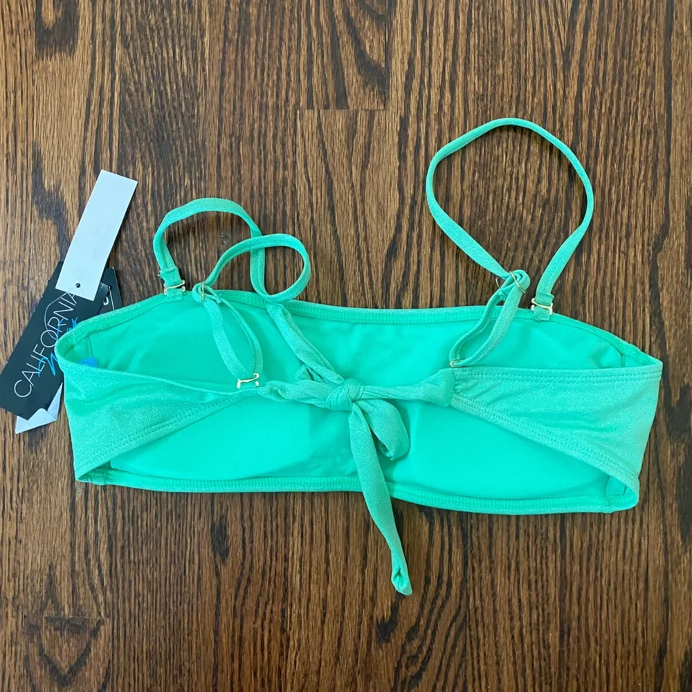 NWT California Waves Juniors'‎ Metallic Shine Bandeau Bikini Top Size Large Mint